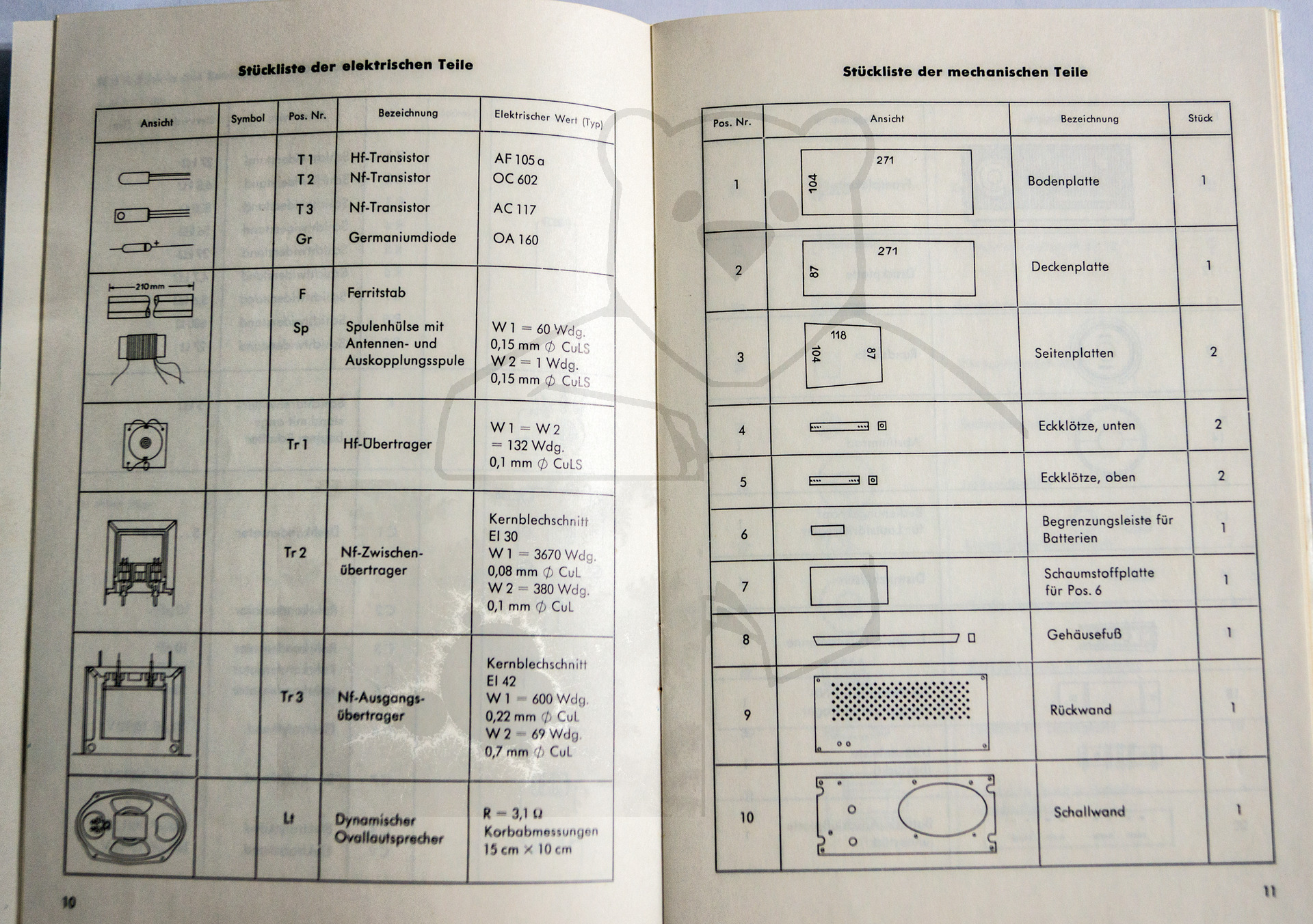Kosmos Telefunken Kamerad - Handbuch, Beschreibung der einzelnen Komponenten